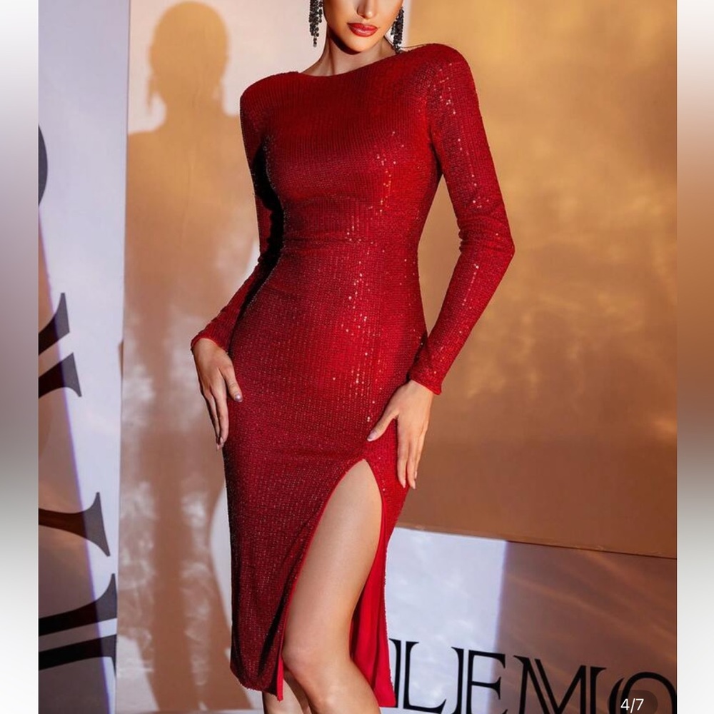 Elegant Red Sequin Dress